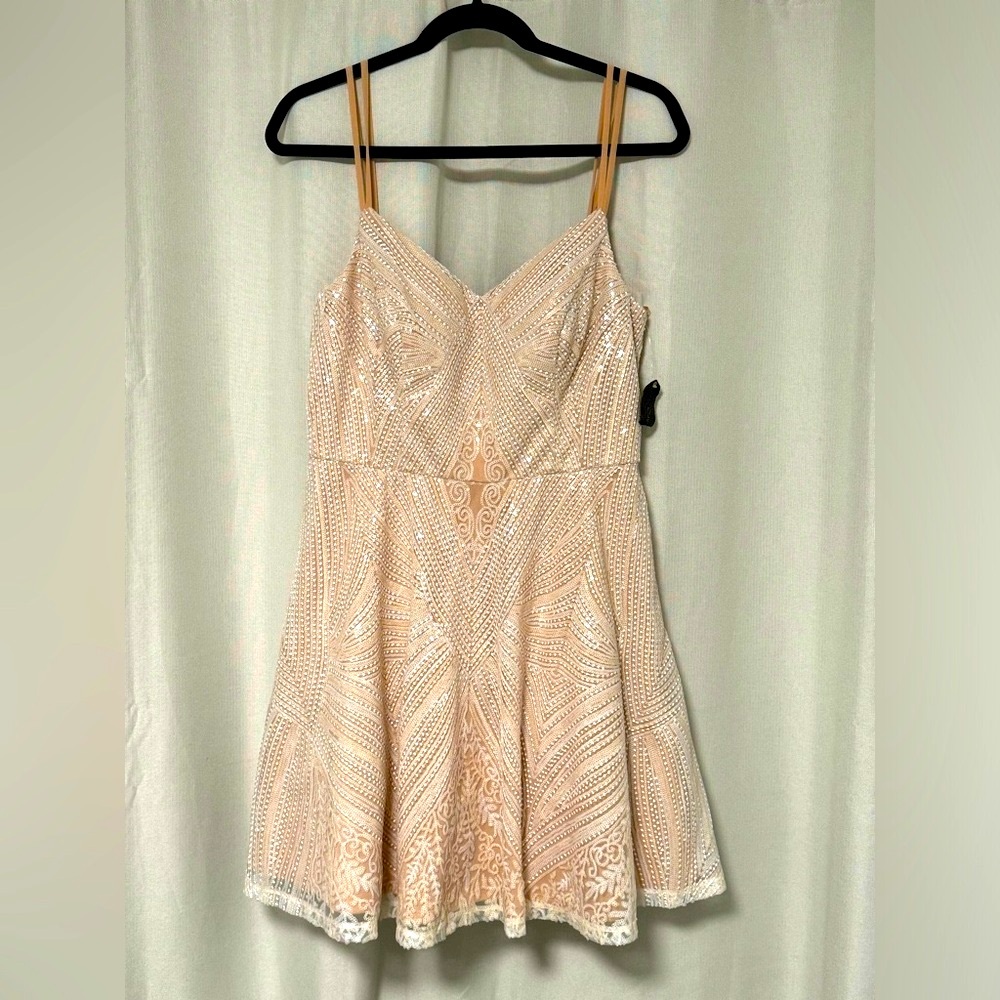 NEW City Studio Mini Fit and Flare Sequined Dress